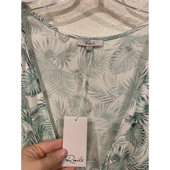Rails Romper Womens Small Green Palm Print Vera Short Sleeve V Neck Viscose - Picture 3 of 5